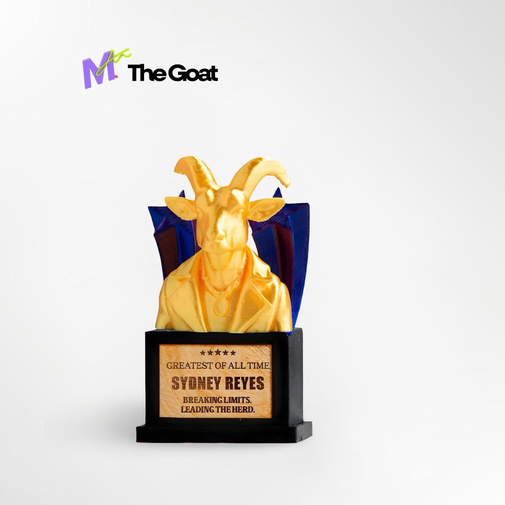 Custom The GOAT Trophy - Front View of Greatest of All Time Award