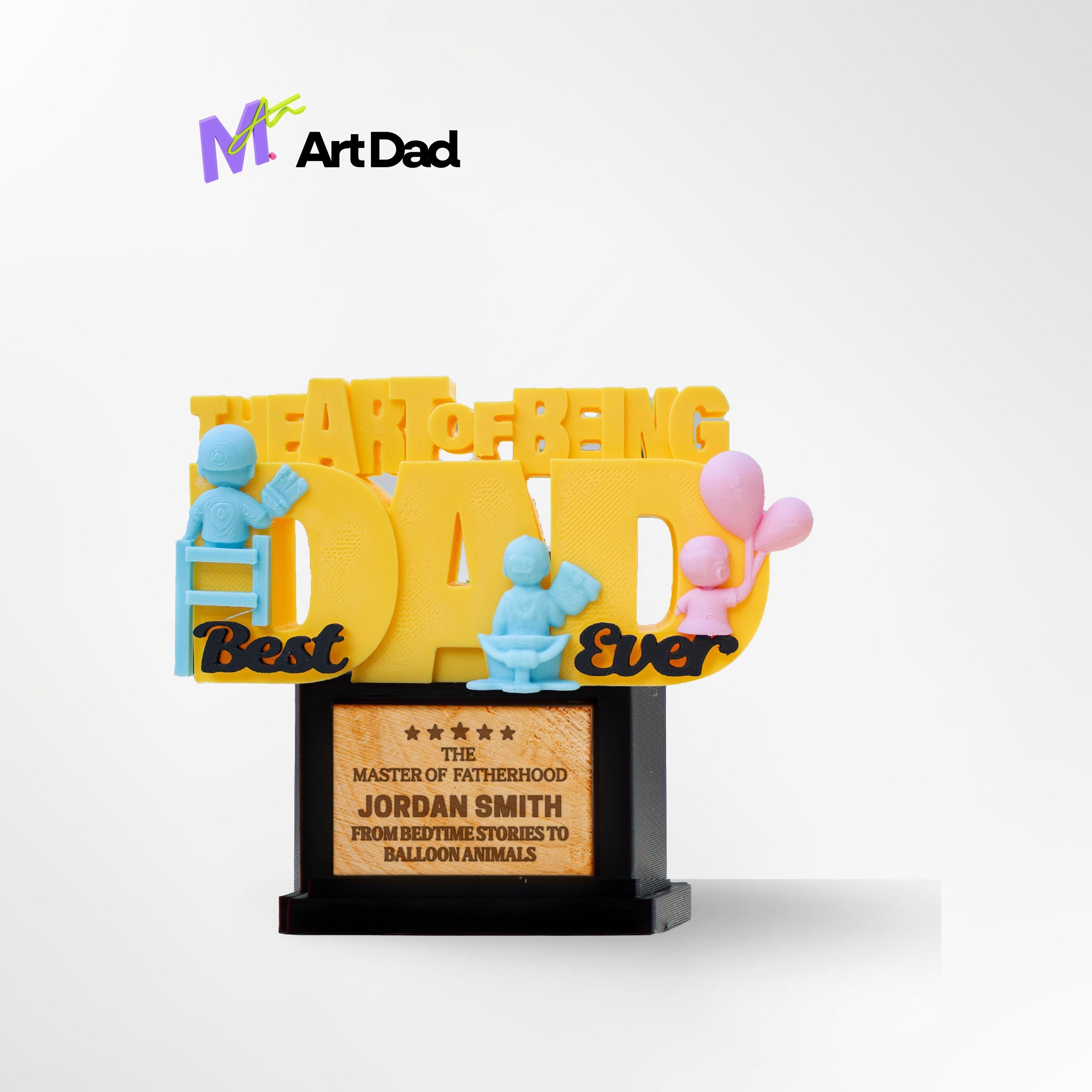 Custom Dad Trophy - Front View of Best Dad Ever Personalized Award