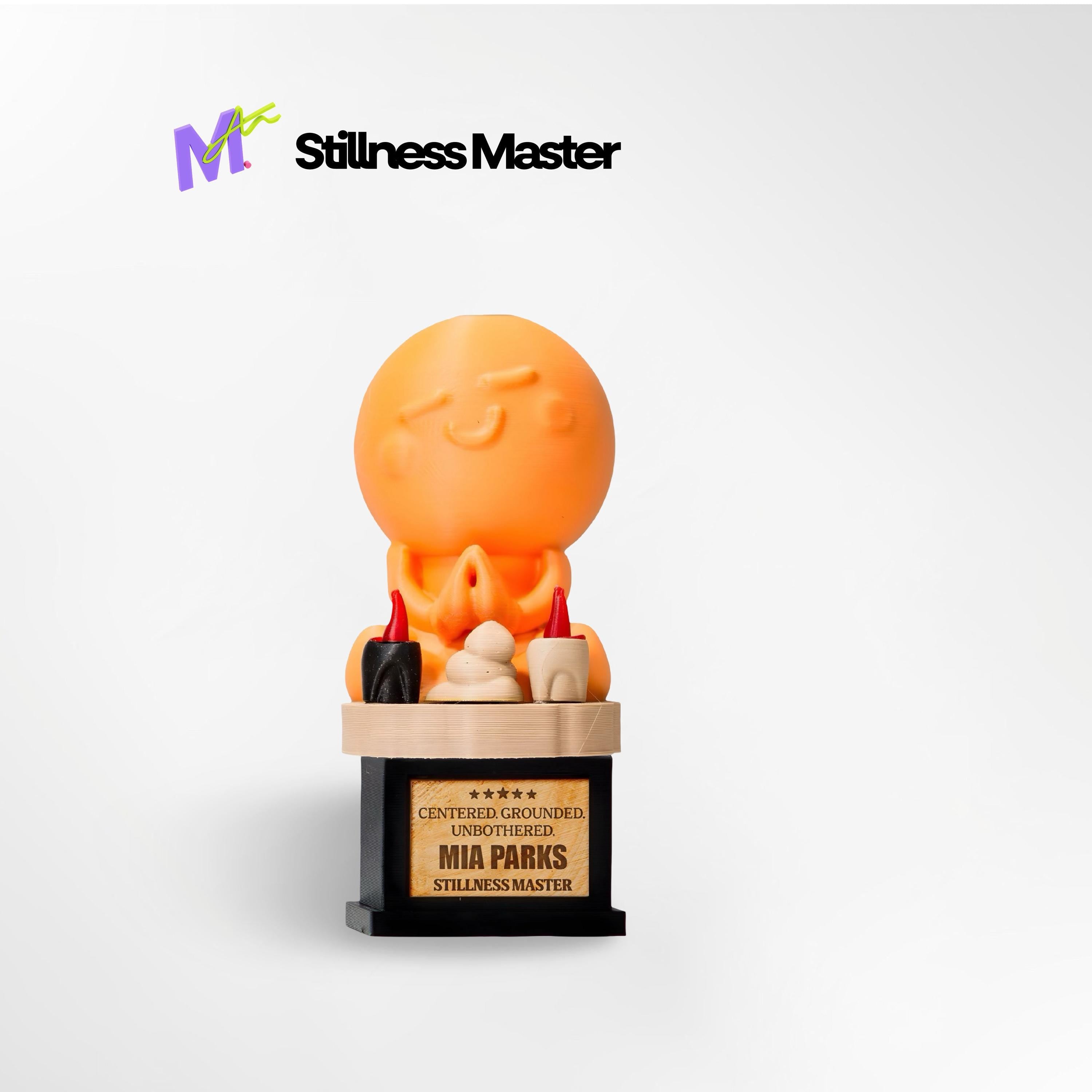 Custom Stillness Master Trophy - Front View of Zen Calm Award