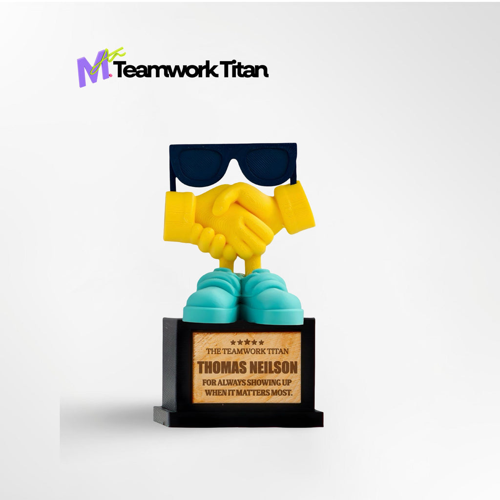 Custom Teamwork Titan Trophy - Front View of Collaboration Award