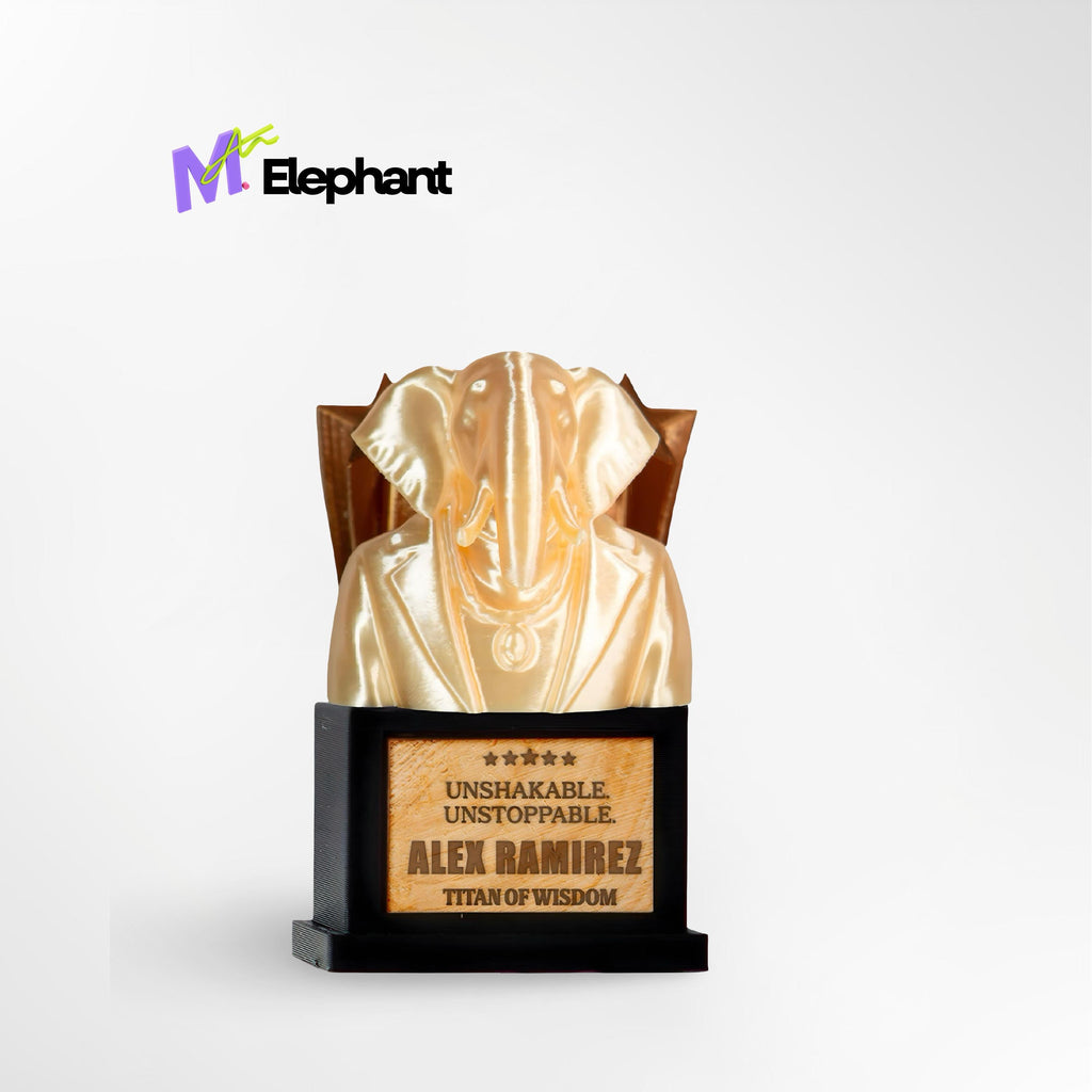 Custom Elephant Trophy - Front View of Wise Leader Award