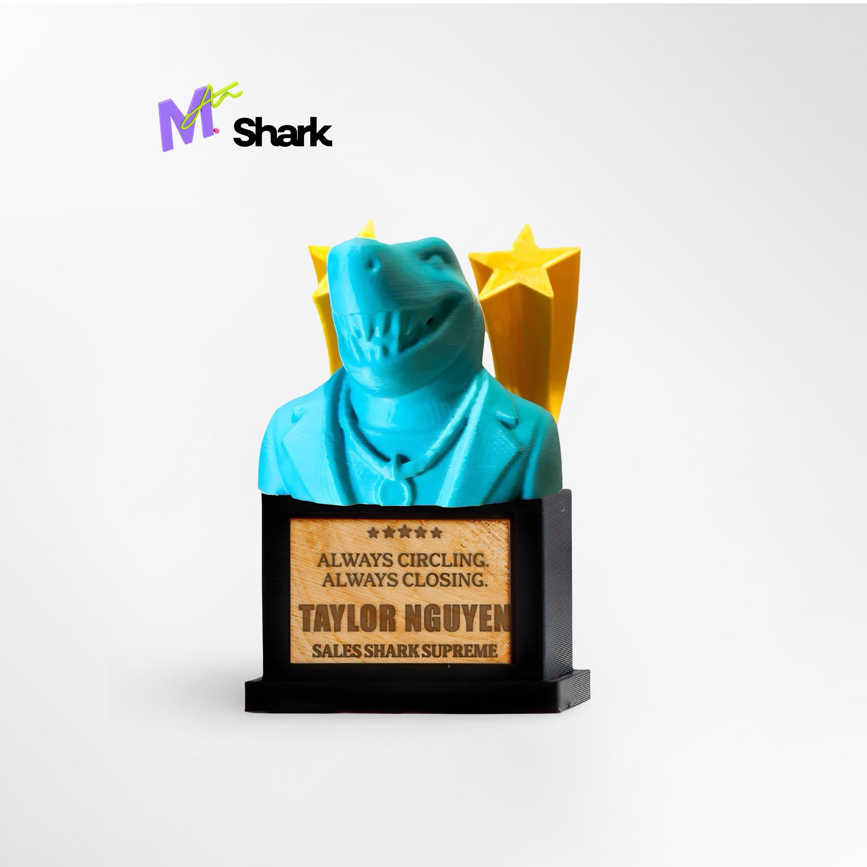 Custom Shark Trophy - Front View of Opportunity Hunter Award