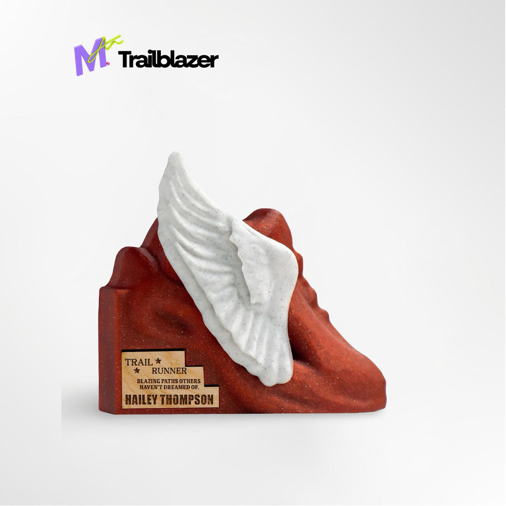 Custom Trail Runner Trophy - Front View of Adventurer Spirit Award
